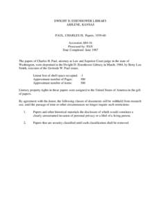 Microsoft Word - PAUL, CHARLES H.  Papers, [removed]doc