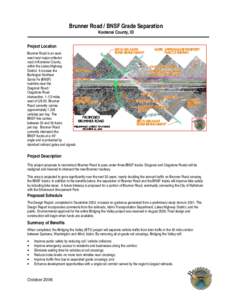 Brunner Road / BNSF Grade Separation Kootenai County, ID Project Location Brunner Road is an eastwest rural major-collector road in Kootenai County,