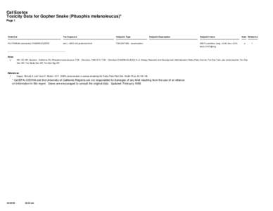 Chemistry / Pituophis / Radionuclide / TOX / Rocky Flats Plant / California Office of Environmental Health Hazard Assessment / Johan Quick / Nuclear physics / Physics / Colubrids