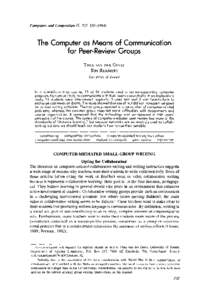 Computers and Composition 11, [removed]The Computer as Means of Communication m for Peer-Review Groups THEA VAN DER GEEST