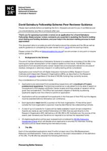 David Sainsbury Fellowship Scheme: Peer Reviewer Guidance Please read carefully before completing the form. All papers are sent to you in confidence and you should destroy any files or printouts after use. Thank you for 