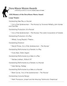 Stagecraft / Theatre in Canada / Arts / Performing arts / Leon Rabin Awards / Broadway musicals / Theatre / Dora Mavor Moore Award