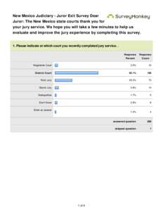 New Mexico Judiciary - Juror Exit Survey Dear Juror: The New Mexico state courts thank you for your jury service. We hope you will take a few minutes to help us evaluate and improve the jury experience by completing this