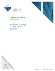 ®  TriMetrix DNA Talent Report  Shannon Sharpe