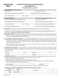 Print Form ARIZONA FORM 285-I  Reset Form