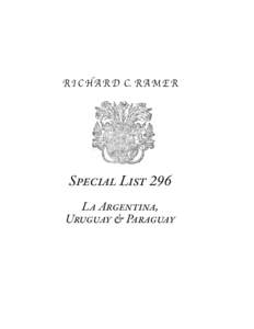 Special List 296: La Argentina, Uruguay, Paraguay