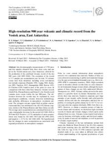 Geochronology / Plate tectonics / Volcanology / Extreme points of Earth / Kuwae / Ice core / Little Ice Age / European Project for Ice Coring in Antarctica / Vostok Station / Geology / Physical geography / Climate history