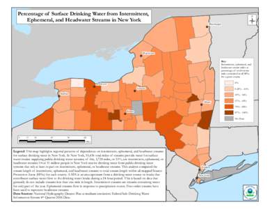 Percentage of Surface Drinking Water from Intermittent, Ephemeral or Headwater Streams in New York