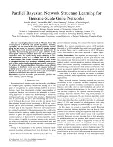 Parallel Bayesian Network Structure Learning for Genome-Scale Gene Networks Sanchit Misra∗ , Vasimuddin Md.§ , Kiran Pamnany∗ , Sriram P. Chockalingam§ , Yong Dong¶ , Min Xie¶ , Maneesha R. Aluru† , and Sriniva