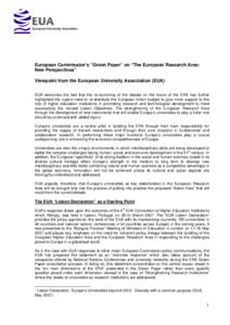 Microsoft Word - EUA Response to ERA Green Paper- FINAL VERSION