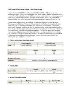 2012 Emerald Ash Borer Purple Prism Trap Survey As part of a national USDA survey for emerald ash borer (EAB), a NH trap survey was conducted in which a total of 361 purple panel traps baited with Z-3 Hexanol and Manuka 