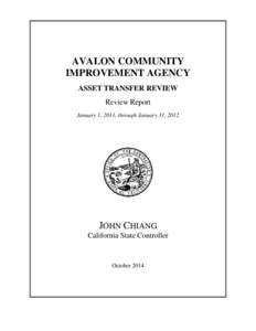 AVALON COMMUNITY IMPROVEMENT AGENCY ASSET TRANSFER REVIEW Review Report January 1, 2011, through January 31, 2012