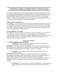 Public Comments and Responses to the Draft Environmental Assessment (EA) for the Use of Integrated Pest Management (including herbicides) to Control Leafy Spurge Occurrences along the Klamath and Scott Rivers and in the 