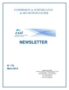 COMMISSION de SURVEILLANCE du SECTEUR FINANCIER NEWSLETTER  N° 170