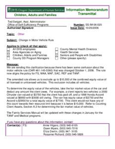 Children, Adults and Families Ted Swigart, Asst. Administrator Office of Self-Sufficiency Programs Authorized Signature Topic: