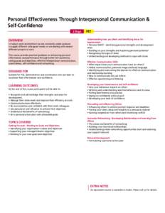 personal effectiveness through interpersonal communication &慭瀻 self-confidence