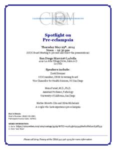 Spotlight on Pre-eclampsia Thursday May 29th, 2014