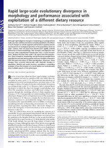Rapid large-scale evolutionary divergence in morphology and performance associated with exploitation of a different dietary resource
