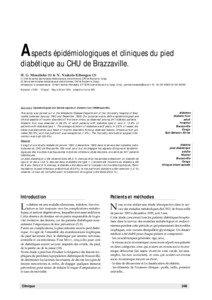 Aspects épidémiologiques et cliniques du pied diabétique au CHU de Brazzaville. H. G. Monabeka (1) & N. Nsakala-Kibangou (2)