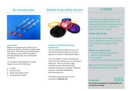 An introduction  CHOPER Mobile drug safety service