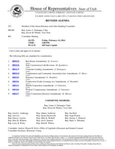 House of Representatives  State of Utah UTAH STATE CAPITOL COMPLEX • 350 STATE CAPITOL P.O. BOX[removed] • SALT LAKE CITY, UTAH[removed] • ([removed]