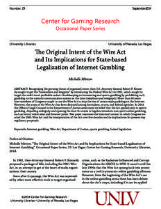 Number 29												September2014  Center for Gaming Research Occasional Paper Series University Libraries