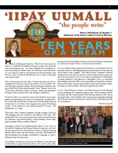 1  “the people write” Winter 2010,Volume XI, Number 1 Newsletter of the Barona Cultural Center & Museum