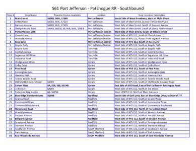 S61 Port Jefferson - Patchogue RR - Southbound Stop # 