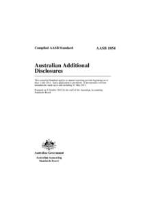 Compiled AASB Standard  AASB 1054 Australian Additional Disclosures