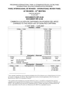 PROGRAMA INTERNACIONAL PARA LA CONSERVACIÓN DE LOS DELFINES INTERNATIONAL DOLPHIN CONSERVATION PROGRAM PANEL INTERNACIONAL DE REVISIÓN – INTERNATIONAL REVIEW PANEL  43ª REUNIÓN – 43rd MEETING
