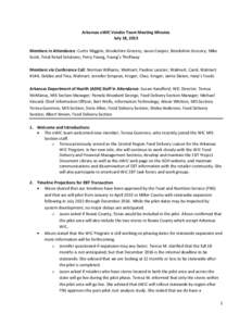 Arkansas eWIC Vendor Team Meeting Minutes July 18, 2013 Members in Attendance: Curtis Wiggins, Brookshire Grocery; Jason Cooper, Brookshire Grocery; Mike Scott, Total Retail Solutions; Perry Young, Young’s Thriftway Me