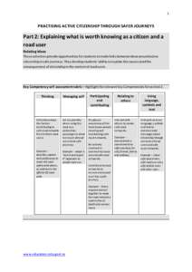 1  PRACTISING ACTIVE CITIZENSHIP THROUGH SAFER JOURNEYS Part 2: Explaining what is worth knowing as a citizen and a road user