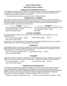 Concord School District District Status Report for[removed]ACCREDITATION STANDARDS FOR[removed]The Standards of Accreditation of Public Schools require that each school offer three programs of study in three different oc