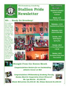 Williamsburg Academy  Stallion Pride Newsletter  December 19– January 2