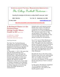 INTERCOLLEGIATE FOOTBALL RESEARCHERS ASSOCIATION ™  The College Football Historian ™