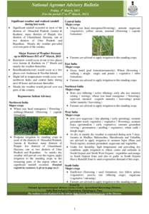 National Agromet Advisory Bulletin Friday, 1st March, 2013 (For the period 1st to 5th March, 2013) Significant weather and realized rainfall Central India during last week: