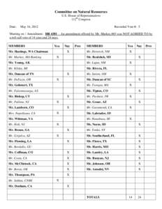 Committee on Natural Resources U.S. House of Representatives 112th Congress Date:  May 16, 2012