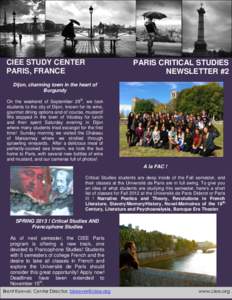 CIEE STUDY CENTER PARIS, FRANCE PARIS CRITICAL STUDIES NEWSLETTER #2