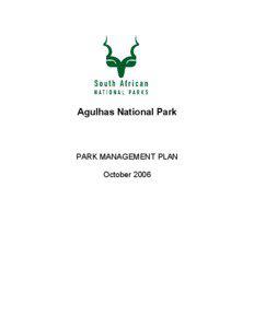 Agulhas National Park  PARK MANAGEMENT PLAN