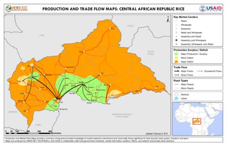 PRODUCTION AND TRADE FLOW MAPS: CENTRAL AFRICAN REPUBLIC RICE  ± SUDAN  !