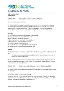 SUMMARY RECORD SACF Meeting[removed]May 2014 AGENDA ITEM 1  Opening Remarks and Adoption of Agenda