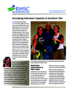 A Rural Health Network SCNY program www.ruralhealthnetwork.org Increasing Volunteer Capacity in Southern Tier  V