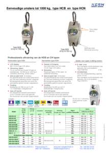 Eenvoudige unsters tot 1000 kg, type HCB en type HCN  Twee zijdige aflezing  Type HCB