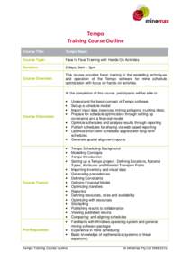 Tempo Training Course Outline Course Title: Tempo Basic