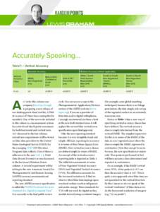 RANDOM POINTS LEWIS GRAHAM Accurately Speaking… Table 1 – Vertical Accuracy Absolute Accuracy