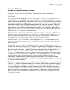 DRAFT, August 21, 2014 Criteria for NTT Faculty School of Environmental and Biological Sciences Committee: Max Haggblom, William Hallman, Henry John-Alder, Laura Lawson (chair) Introduction Non-tenure track faculty (NTT)