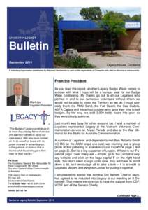 CANBERRA LEGACY  Bulletin September[removed]Legacy House, Canberra