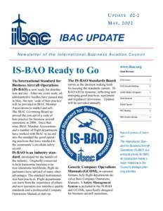 U PDAT E[removed]M AY , [removed]IBAC UPDATE Newsletter of the International Business Aviation Council