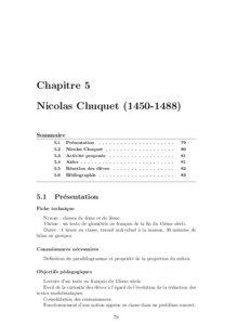 Chapitre 5 Nicolas Chuquet[removed]Sommaire