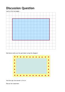 Discussion Question Look at this rectangle... Hermione works out the perimeter using this diagram  And she says the answer is 34 cm.